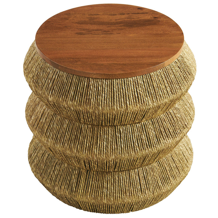 Modway Maris Seagrass and Wood End Table Living Room Furniture - Lifestyle View