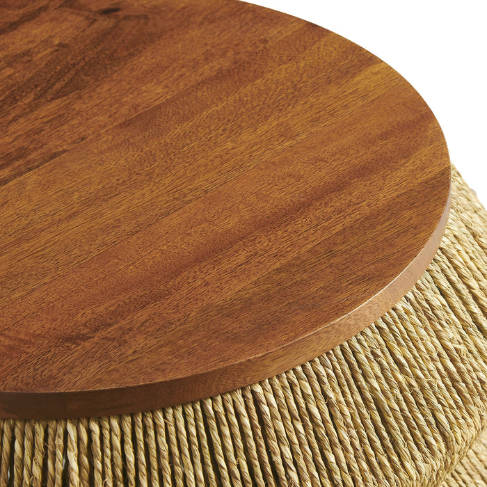 Modway Maris Seagrass and Wood End Table Living Room Furniture - Dimensions