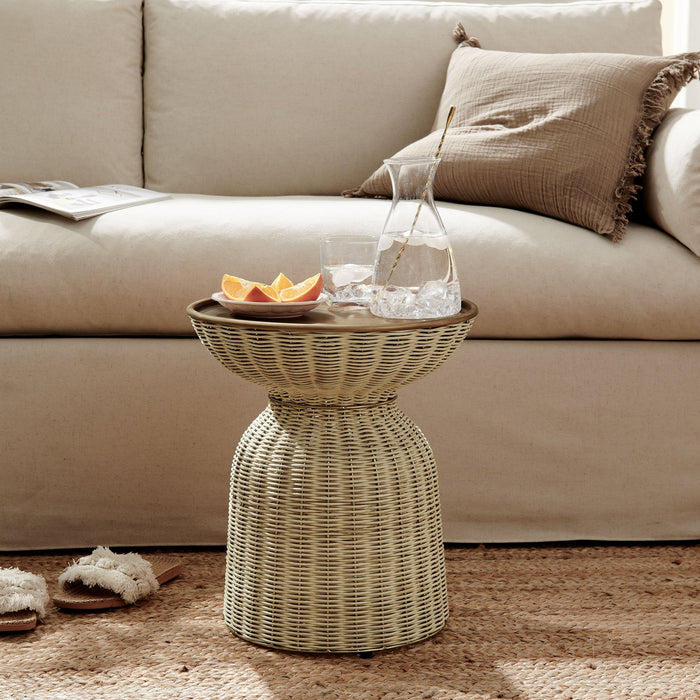 Lazaro Round Rattan Side Table