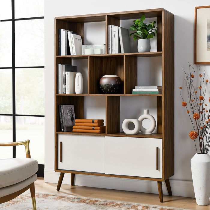 Modway Transmit 45" Bookcase with Sliding Doors Storage Shelf - View 9