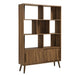 Modway Transmit 45" Bookcase with Sliding Doors Storage Shelf in Brown
