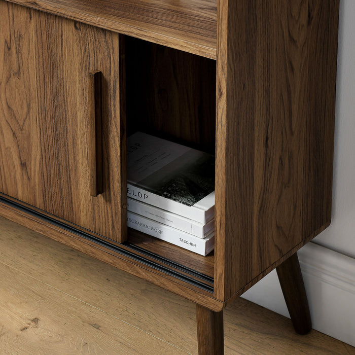 Modway Transmit 45" Bookcase with Sliding Doors Storage Shelf - Close-Up