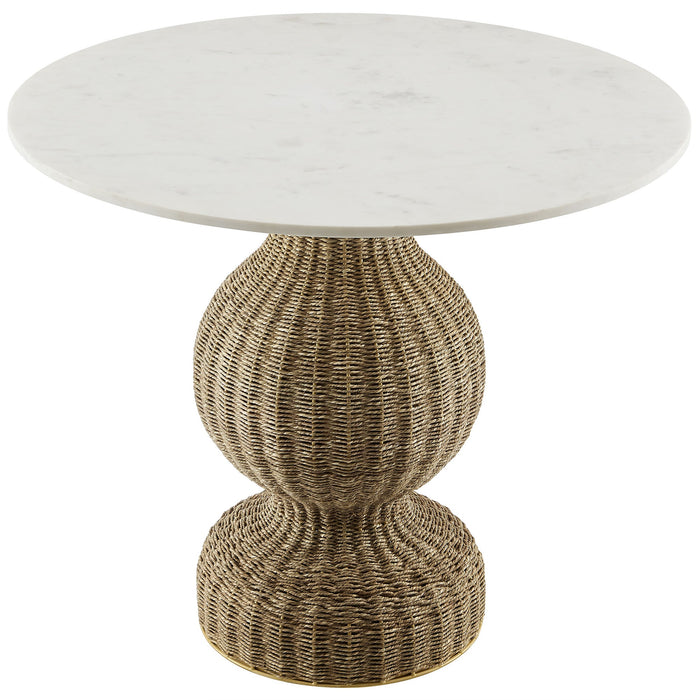 Zale 36" Marble and Seagrass Dining Table