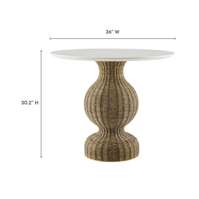 Zale 36" Marble and Seagrass Dining Table