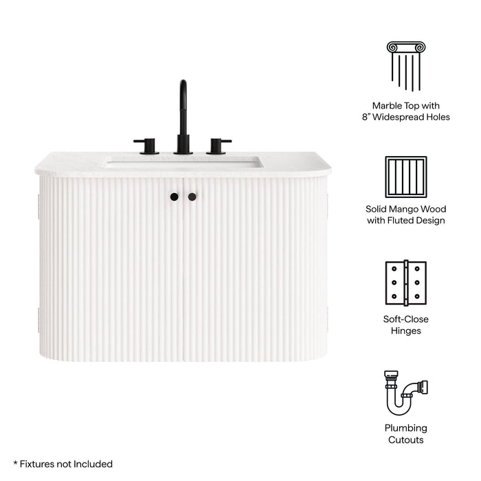 Zia Wall-Mount Bathroom Vanity with Marble Sink