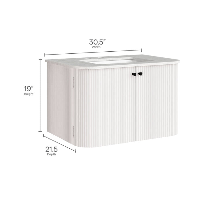 Zia Wall-Mount Bathroom Vanity with Marble Sink