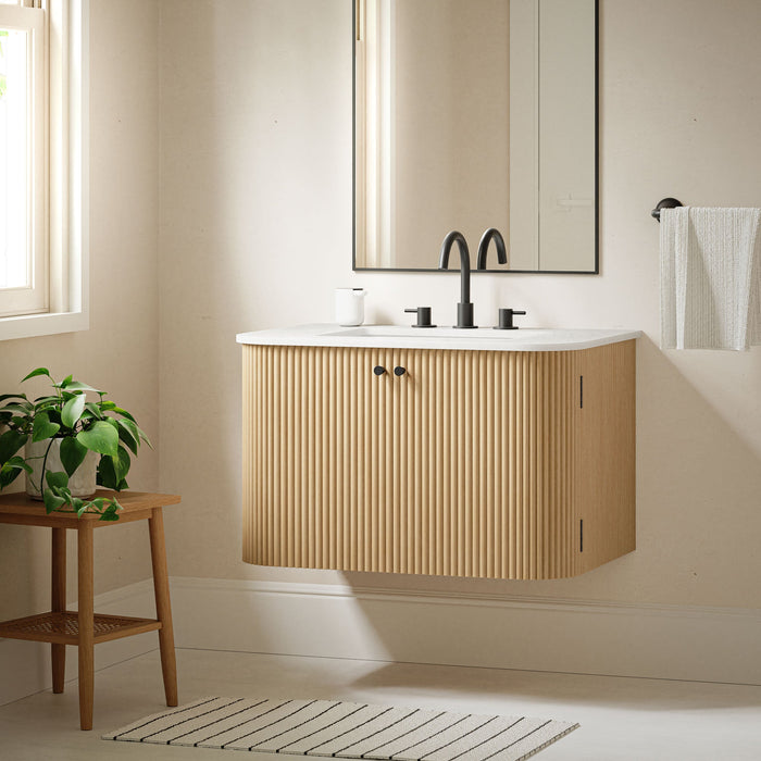 Zia Wall-Mount Bathroom Vanity with Marble Sink