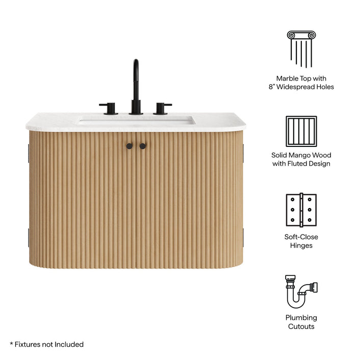 Zia Wall-Mount Bathroom Vanity with Marble Sink