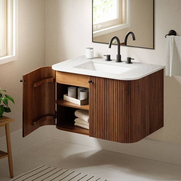 Zia Wall-Mount Bathroom Vanity with Marble Sink