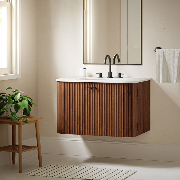 Zia Wall-Mount Bathroom Vanity with Marble Sink