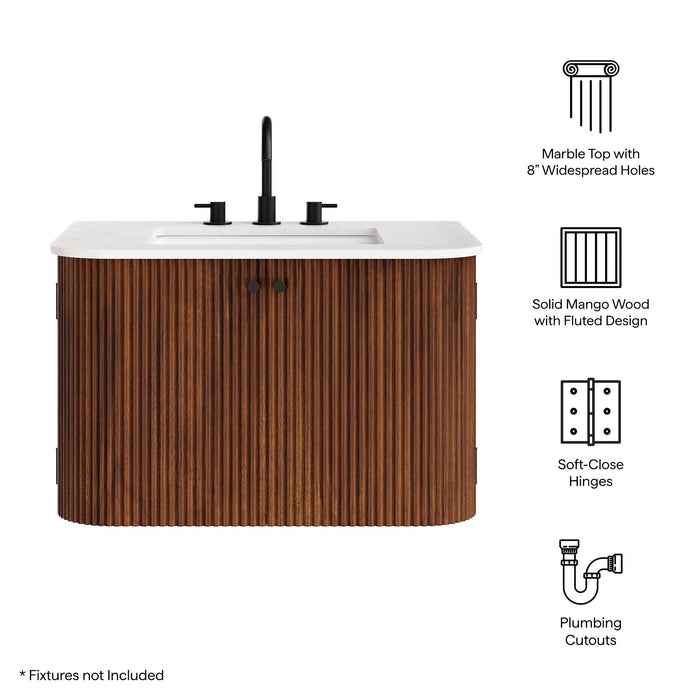 Zia Wall-Mount Bathroom Vanity with Marble Sink