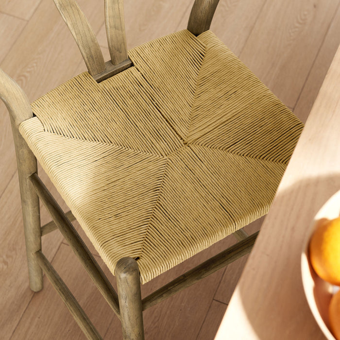 Amish Wood Bar Stool Weathered Gray Teak
