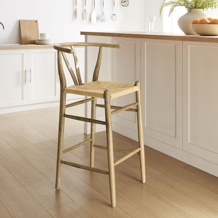 Amish Wood Bar Stool Weathered Gray Teak