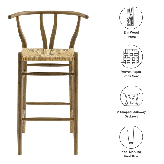Amish Wood Bar Stool Weathered Gray Teak