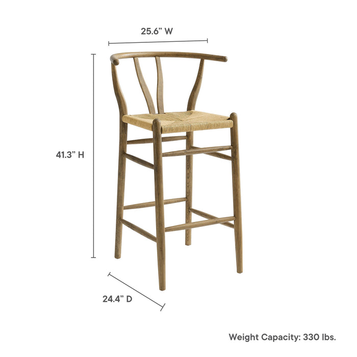 Amish Wood Bar Stool Weathered Gray Teak