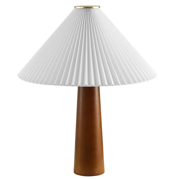 Jessica Wooden Base Table Lamp With Pleated Fabric Shade