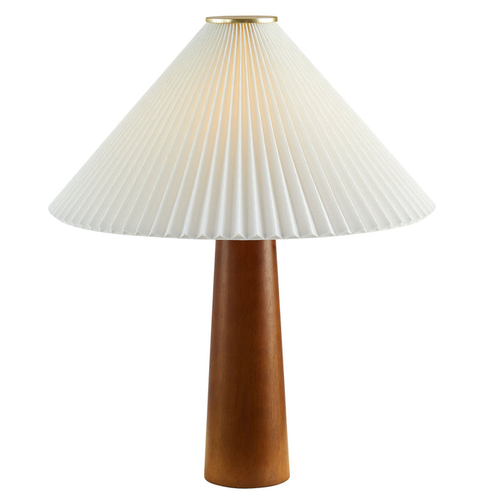 Jessica Wooden Base Table Lamp With Pleated Fabric Shade