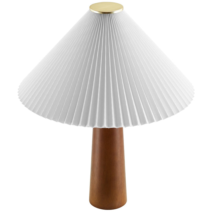 Jessica Wooden Base Table Lamp With Pleated Fabric Shade