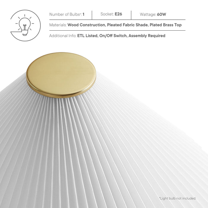 Jessica Wooden Base Table Lamp With Pleated Fabric Shade