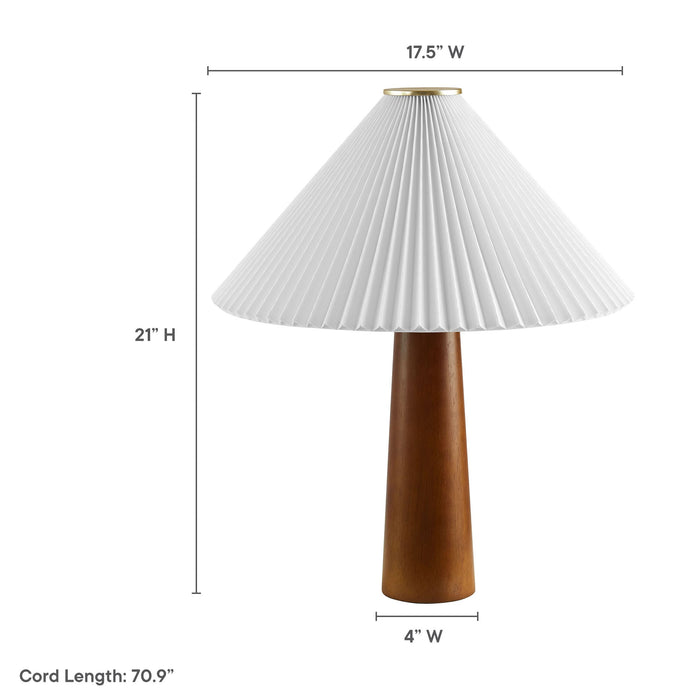 Jessica Wooden Base Table Lamp With Pleated Fabric Shade