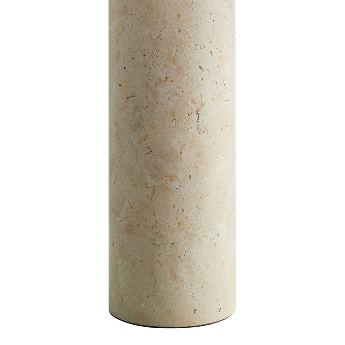 Zenith Travertine Table Lamp With Fabric Drum Shade