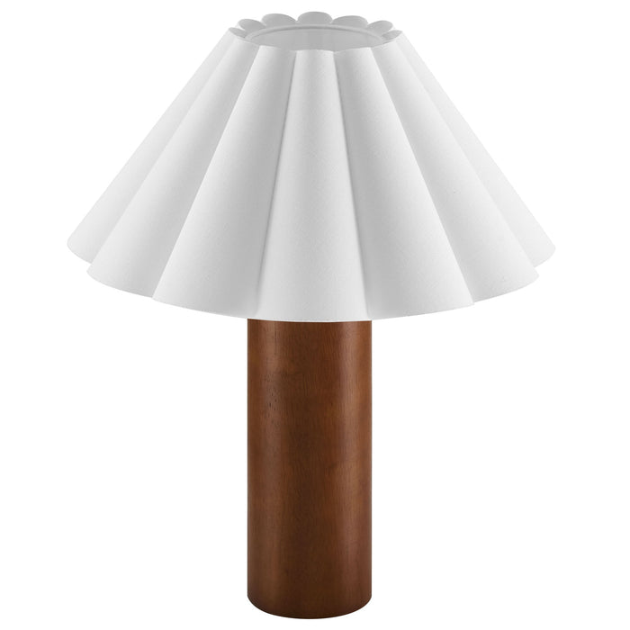 Modway Flora Wood Table Lamp With Pleated Petal Shade Living Room Furniture in Brown