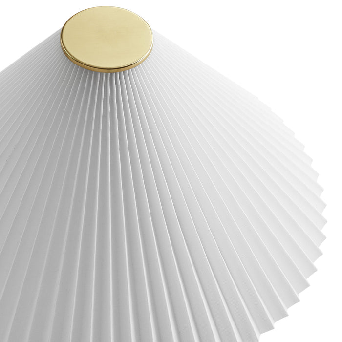 Cove Travertine Table Lamp With Pleated Shade