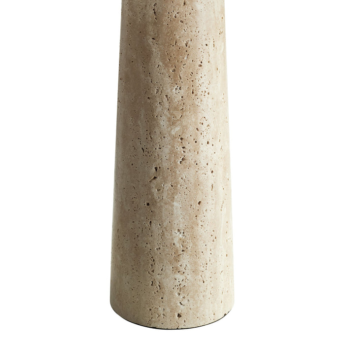 Cove Travertine Table Lamp With Pleated Shade