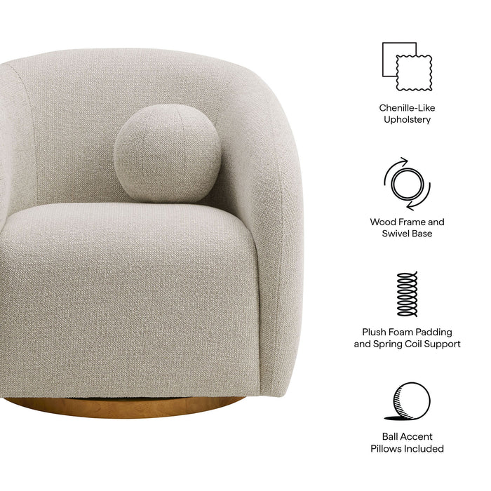 Holland Swivel Chenille Fabric Armchair