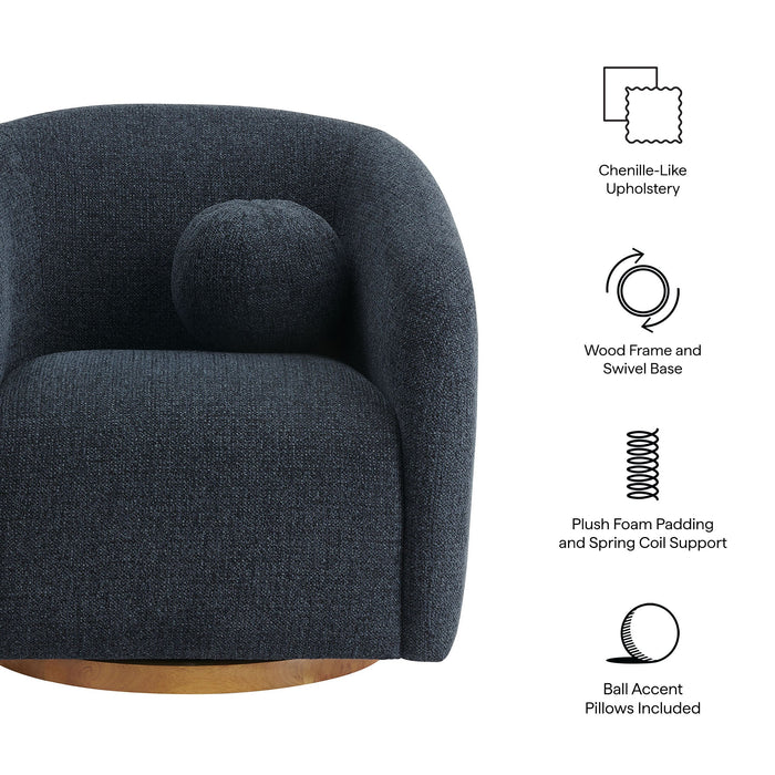 Holland Swivel Chenille Fabric Armchair