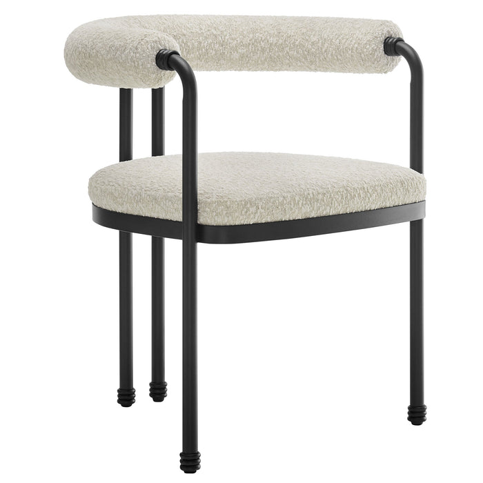 Turin Curved Back Boucle and Metal Dining Accent Chair