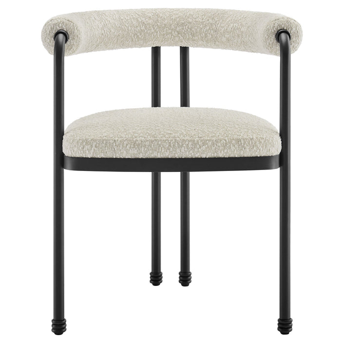 Turin Curved Back Boucle and Metal Dining Accent Chair