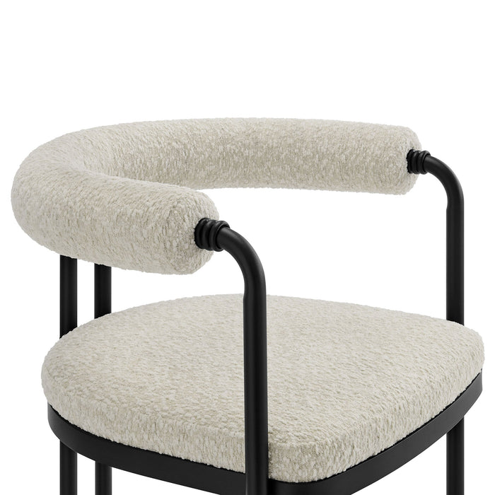 Turin Curved Back Boucle and Metal Dining Accent Chair