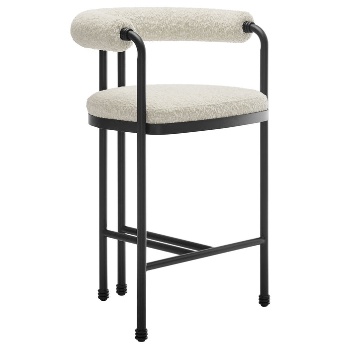Turin Curved Back Boucle and Metal Counter Stool