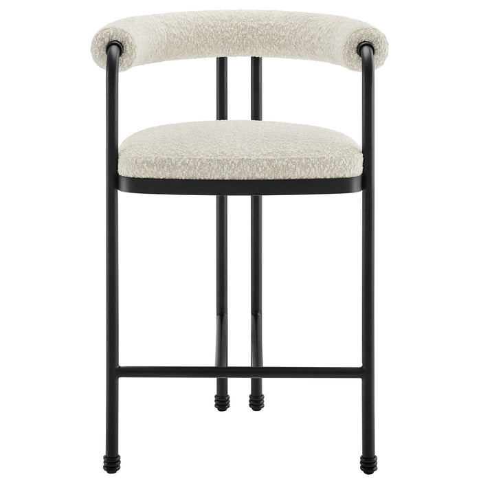 Turin Curved Back Boucle and Metal Counter Stool
