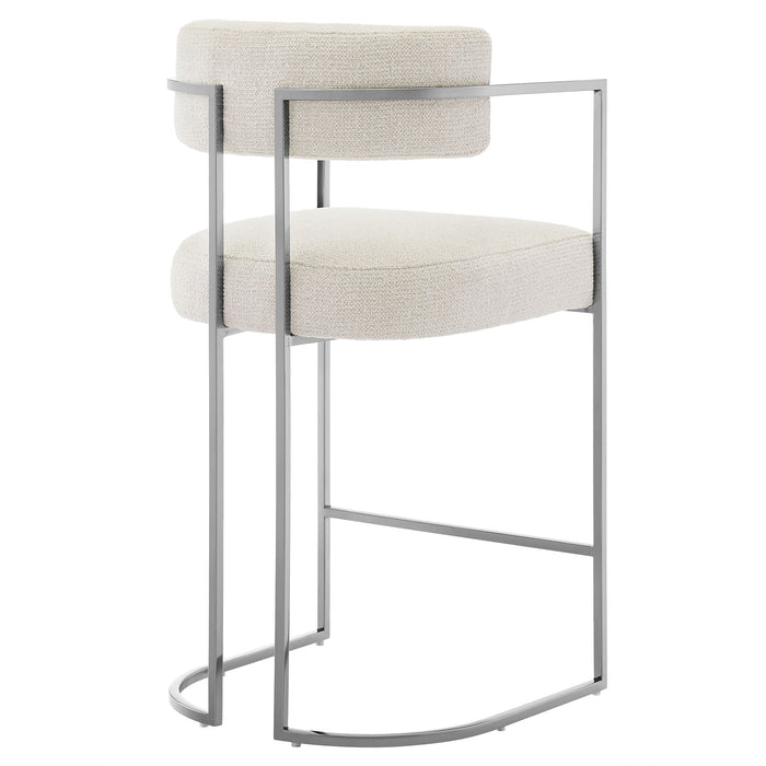 Huron Curved Back Fabric and Metal Counter Stool