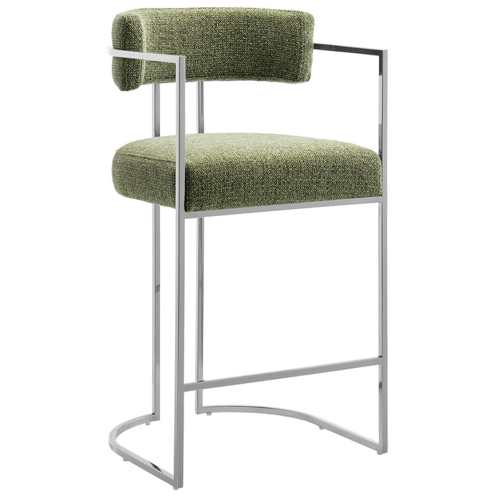Huron Curved Back Fabric and Metal Counter Stool