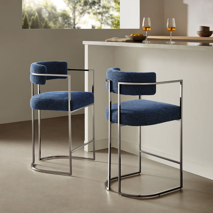 Huron Curved Back Fabric and Metal Counter Stool