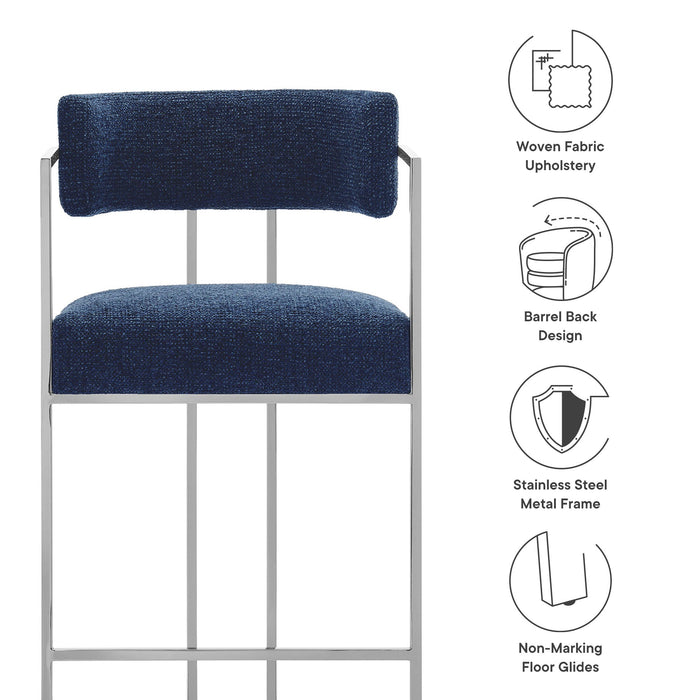 Huron Curved Back Fabric and Metal Counter Stool