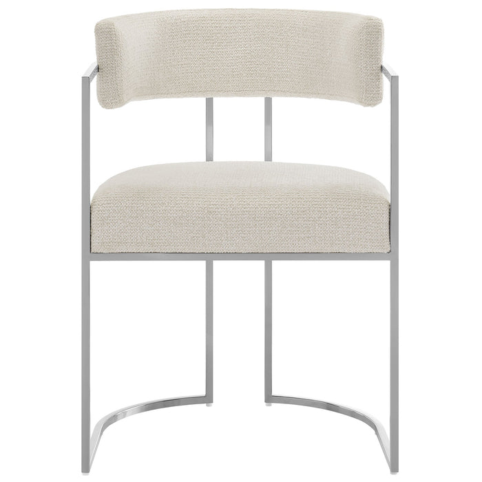 Huron Curved Back Fabric and Metal Dining Accent Chair