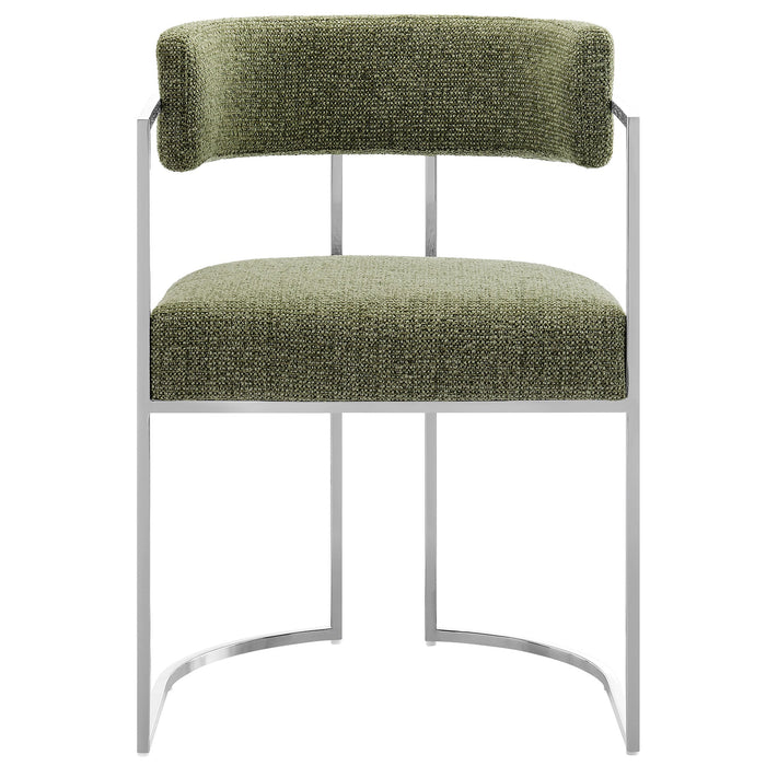 Huron Curved Back Fabric and Metal Dining Accent Chair