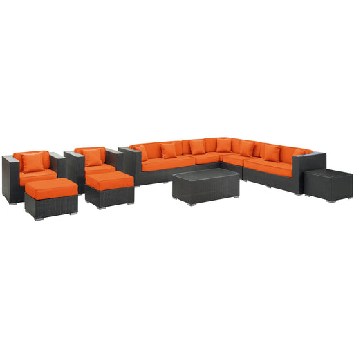 Cohesion 11 Piece Outdoor Patio Sectional Set by Modway - angle view