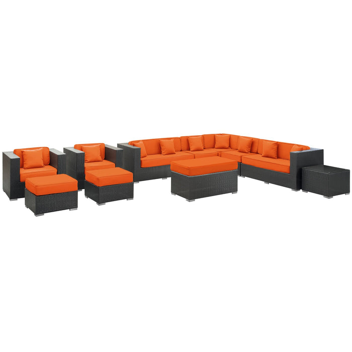 Cohesion 11 Piece Outdoor Patio Sectional Set by Modway - side view