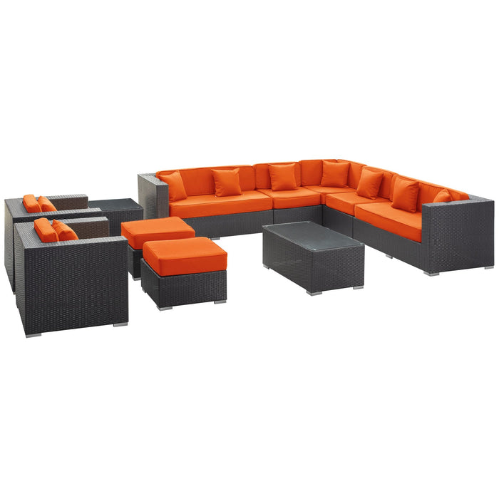 Cohesion 11 Piece Outdoor Patio Sectional Set by Modway - detail close-up