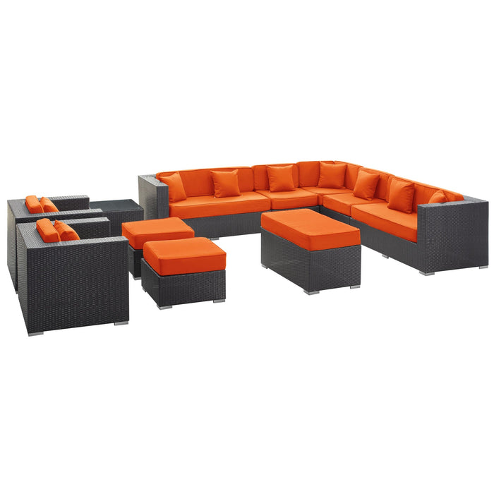 Cohesion 11 Piece Outdoor Patio Sectional Set by Modway - back view