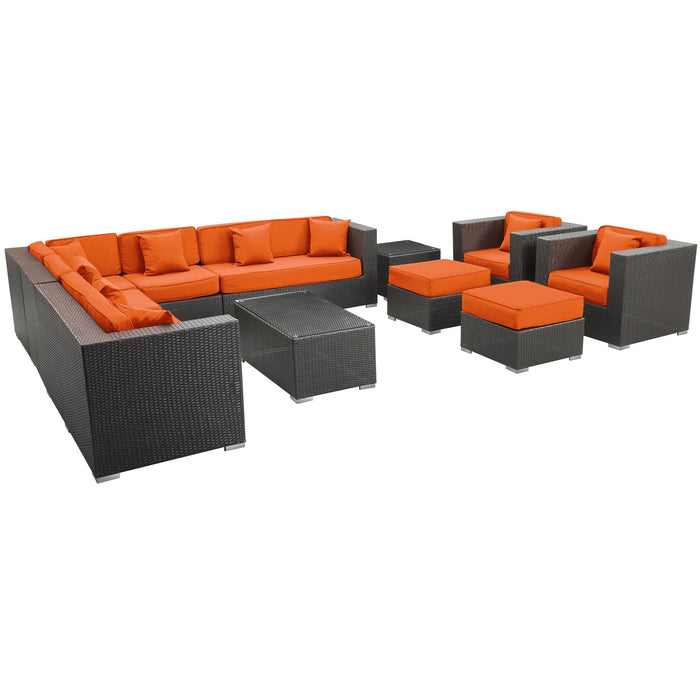 Cohesion 11 Piece Outdoor Patio Sectional Set by Modway - specifications diagram