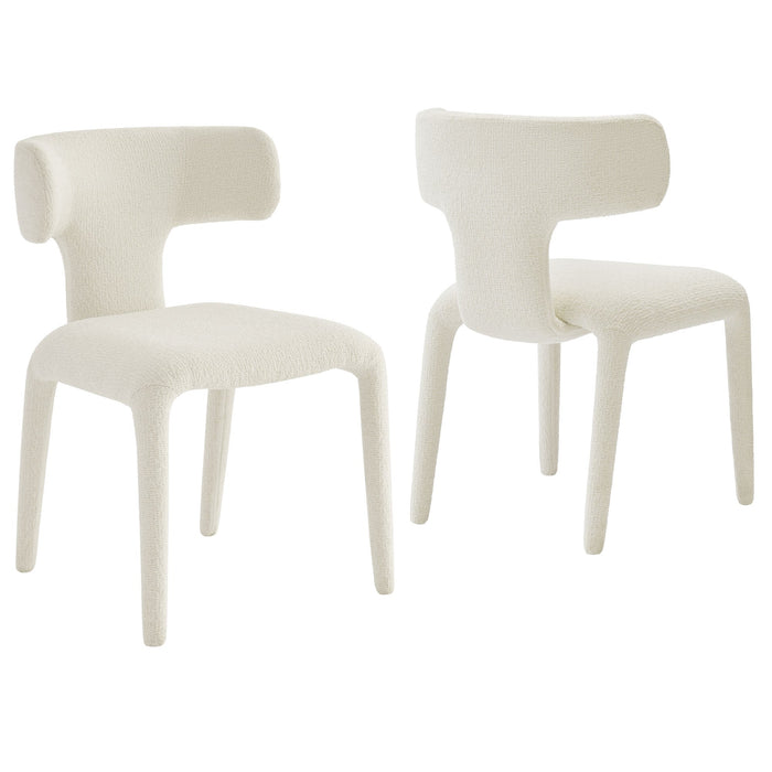 Stellan Curved Back Boucle Upholstered Dining Chair Set of Two
