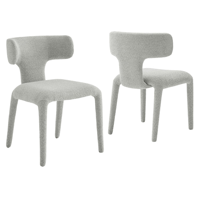 Stellan Curved Back Boucle Upholstered Dining Chair Set of Two
