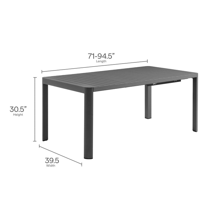 Tahoe Outdoor Patio Aluminum Extendable Dining Table