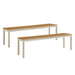 Finn Outdoor Patio Aluminum Bench with Faux Wood Top Set of 2 Natural